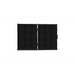 100 Watt 24V all black solar panel hinged open front face view with side handle .Lion Energy