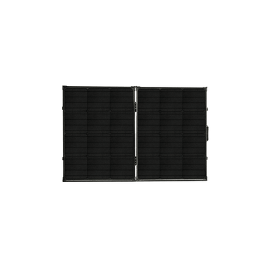 100 watt 24V open face all black hinged solar panel with side carry handle from Lion Energy