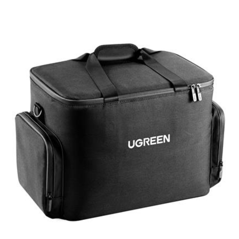 Side view of UGreen PowerRoam 600 Carry Case with top handle and dual side zippers.