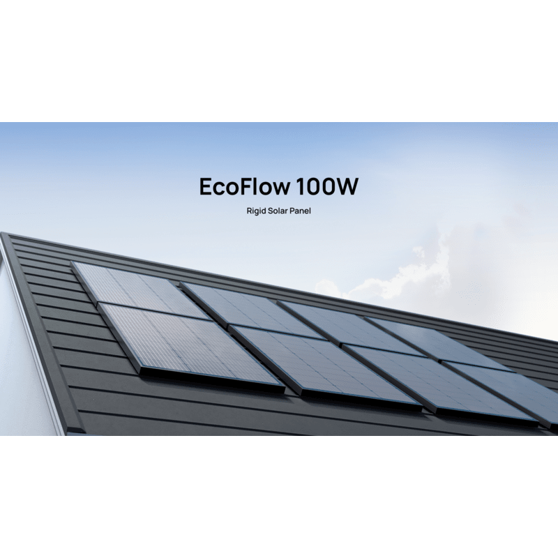 ecoflow 100w rigid solar panel on roof display
