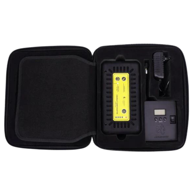 Cub JC Lion Energy travel case with power bank and accessories visible.