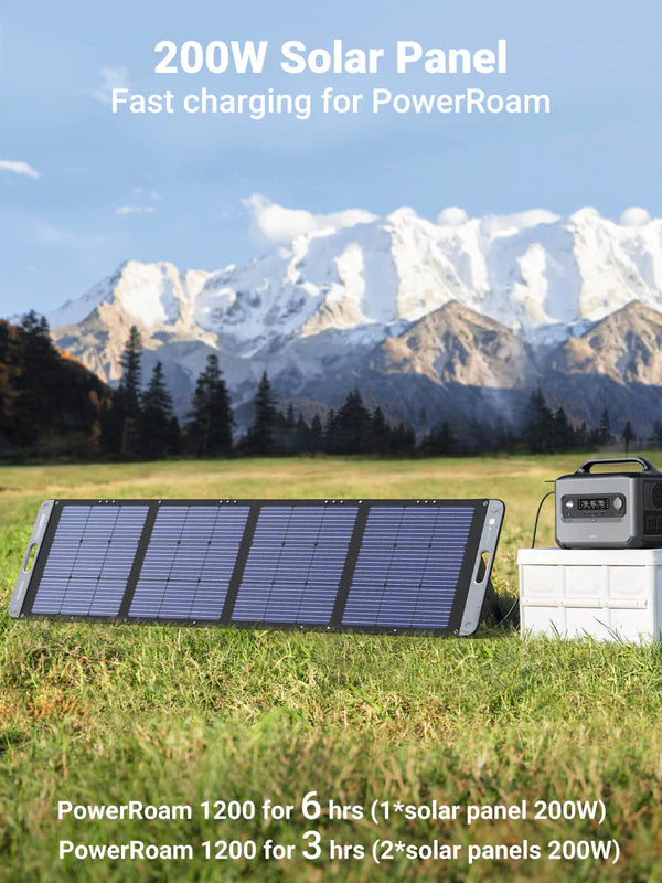 Fast charging with Power Roam - UGreen 200w solar panel charges 1200 Portable Power station in 6 hours (1 panel) or 3 hours (2 panels)