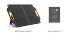 Powerness S40 Solar Panel: Contents of the box, including the unfolded/expanded solar panel and user manual